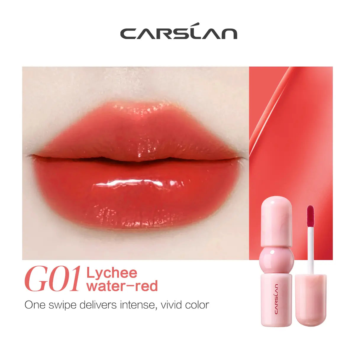 CARSLAN Color-Lock Dewy Tint Moisturizing Watery Shimmer Lipgloss Long Lasting Waterproof Lip Tint Non-Sticky Lightweight Formula