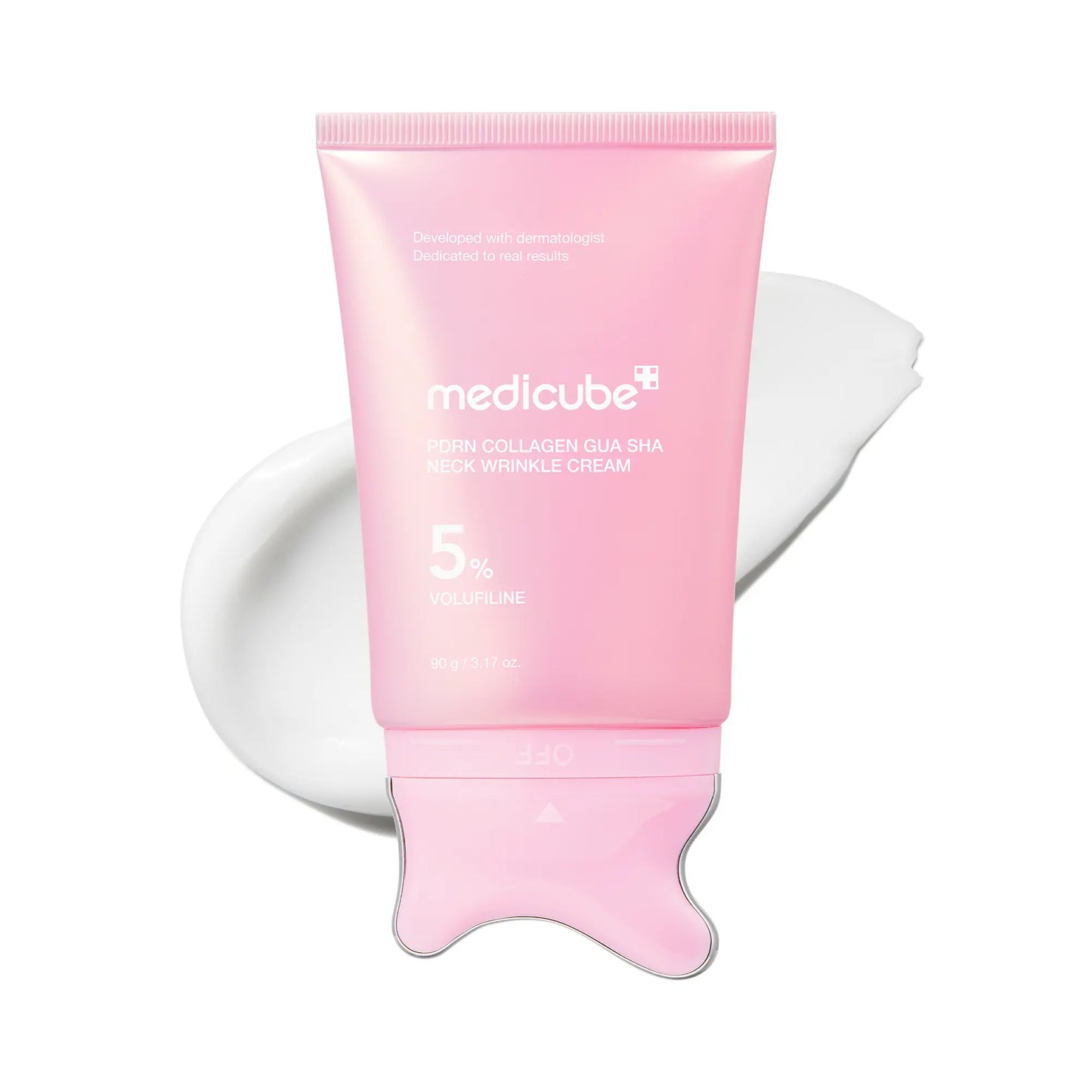 [NEW] [Medicube] PDRN Collagen Gua Sha Neck Wrinkle Cream | Built-In Gua Sha Massager with Volufiline 5% + PDRN | Firming, Contour Care for the Look of Fine Lines, Jawline, Neck, Décolleté,Underarms, Chest, Legs, Shoulder | Massage Cream | Korean Skincare