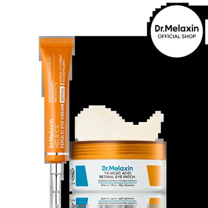 [Dr.Melaxin Official] Advanced Retinal Eye Care Duo, Retinal Kojic Acid Eye Patch, MELA-C•E Ferulic Eye Cream, Anti-Aging, Puffiness & Dark Spots Routine