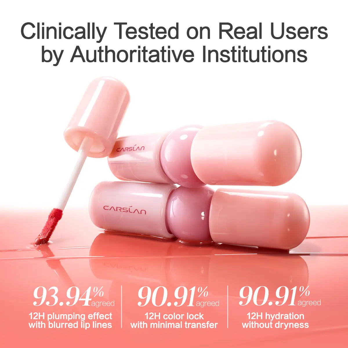 CARSLAN Color-Lock Dewy Tint Moisturizing Watery Shimmer Lipgloss Long Lasting Waterproof Lip Tint Non-Sticky Lightweight Formula