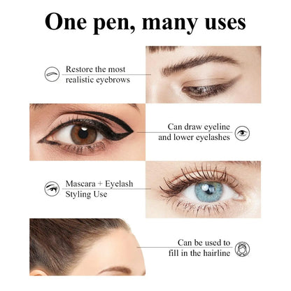 LUXAZA Dual-End Eyebrow Pen & Setting Gel, Waterproof & Smudge-Proof Cosmetic with Micro-Fork Tip for Natural Brows, Long Lasting, 2-Pen Set, Waterproof Brow Pen
