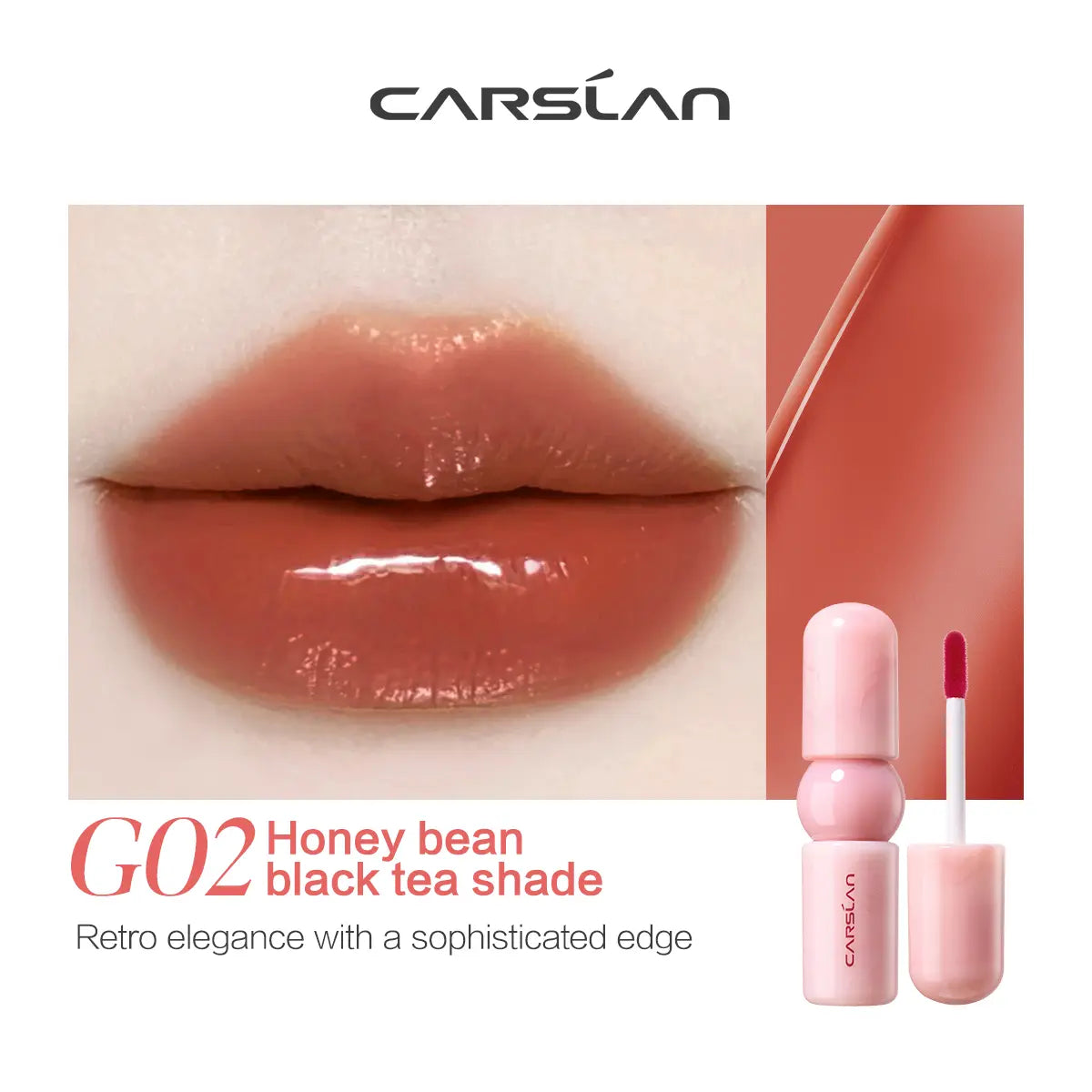 CARSLAN Color-Lock Dewy Tint Moisturizing Watery Shimmer Lipgloss Long Lasting Waterproof Lip Tint Non-Sticky Lightweight Formula
