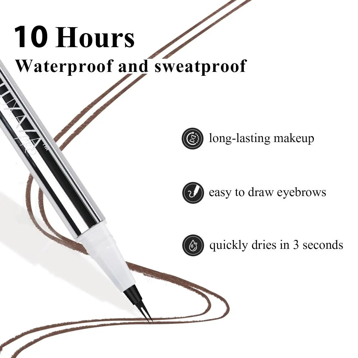 LUXAZA Dual-End Eyebrow Pen & Setting Gel, Waterproof & Smudge-Proof Cosmetic with Micro-Fork Tip for Natural Brows, Long Lasting, 2-Pen Set, Waterproof Brow Pen