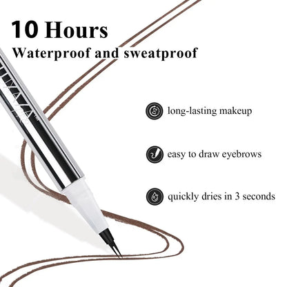 LUXAZA Dual-End Eyebrow Pen & Setting Gel, Waterproof & Smudge-Proof Cosmetic with Micro-Fork Tip for Natural Brows, Long Lasting, 2-Pen Set, Waterproof Brow Pen