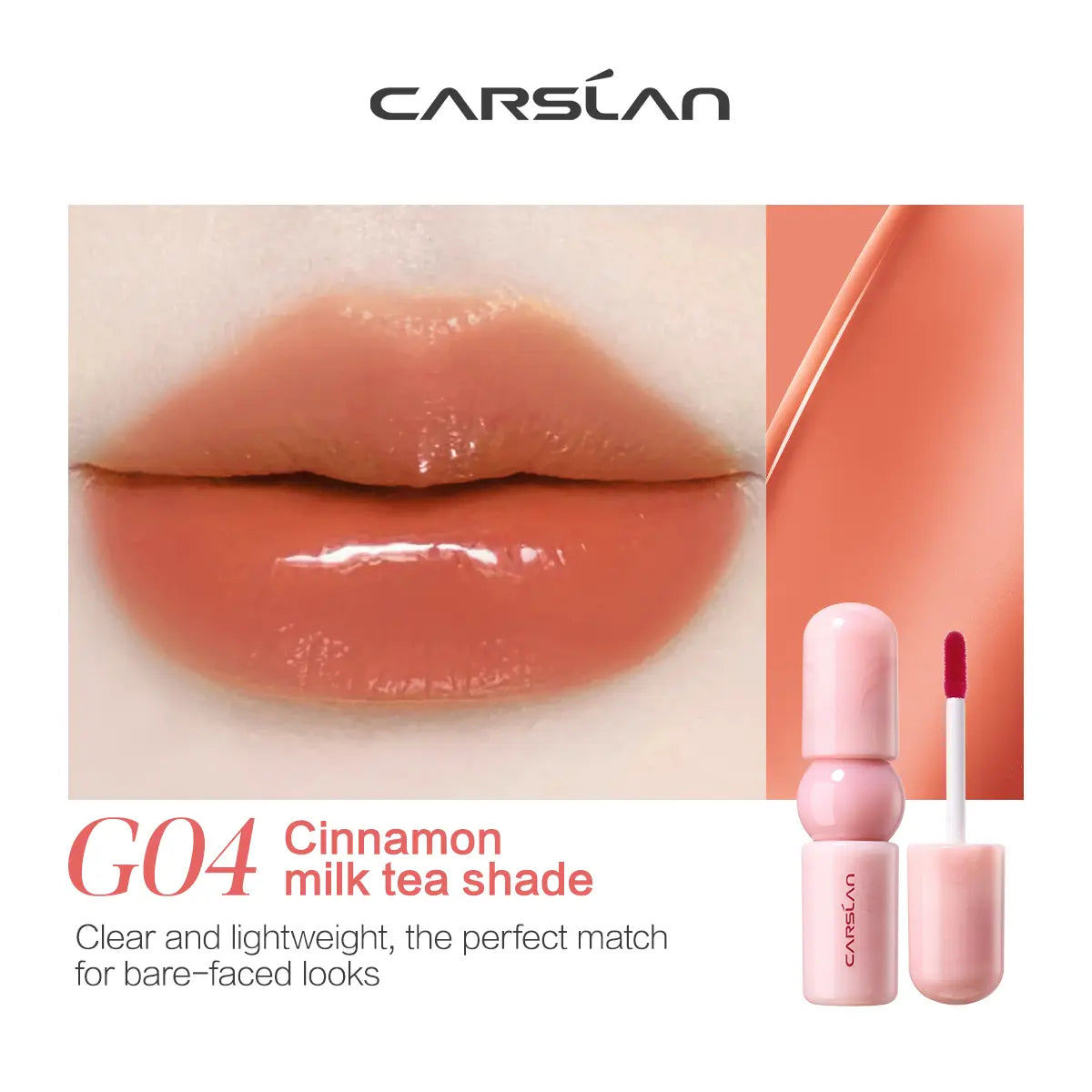 CARSLAN Color-Lock Dewy Tint Moisturizing Watery Shimmer Lipgloss Long Lasting Waterproof Lip Tint Non-Sticky Lightweight Formula