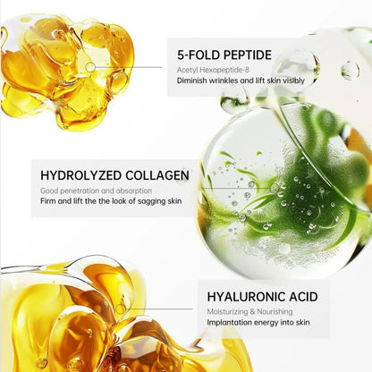 Reduces Wrinkles and Double Chin,Five Rollers for All around Massage,Neck Firming Cream,Collagen Neck Cream,Relieves Edema,Suitable for Wrinkled Skin,With Hyaluronic Acid,Vitaminc+E.